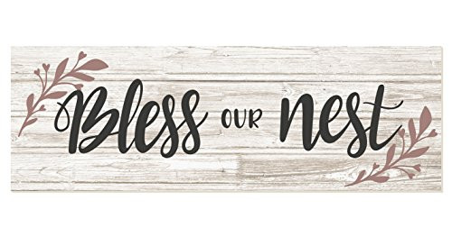 Bless Our Nest Rustic Wood Wall Sign 6x18  White