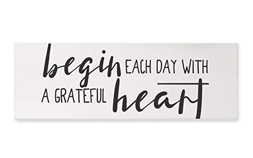 Begin Each Day With A Grateful Heart Wood Rustic Style Wall Decor Sign 6x18