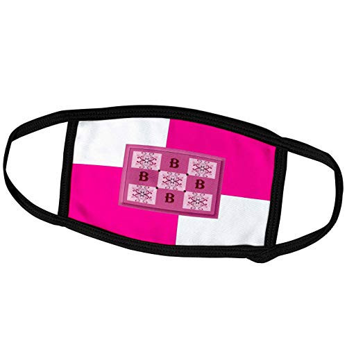 3dRose Monogram - B - Rosy Pink - SmudgeArt Monogram Squares - Face Covers  fc_48901_3