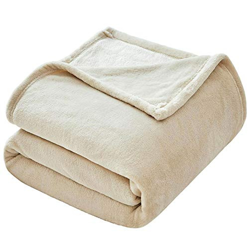 VEEYOO Flannel Fleece Blankets Throw Size - Ivory Throw Blankets for Babies Baby Bed Blankets Lightweight Soft Couch Blanket Plush Fuzzy Microfiber Blankets for Sofa Chair  50x60 Inch Bed Throws