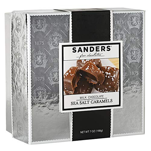 Sanders Boulevard Milk Chocolate Sea Salt Caramels Silver Chocolate Gift Box 14 Pieces 7 oz