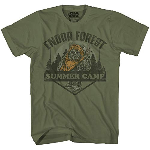 STAR WARS Endor Forest Summer Camp Ewok Tee Battle for Endor Return of Jedi Funny Humor Pun Adult Mens Graphic T-Shirt  Olive Small