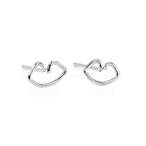 Mini Silver Kiss Stud Earrings Handmade Tiny Sterling Silver Pouty Lip Studs Small Mouth Stud Earrings in Sterling Silver