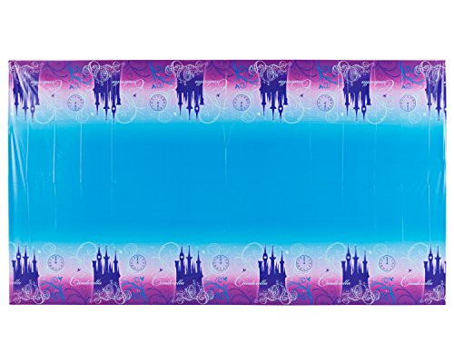 Amscan Cinderella Printed Plastic Table Cover Disney Princess Tableware Decoration (1 Piece), Blue/Pink, 54" x 96".