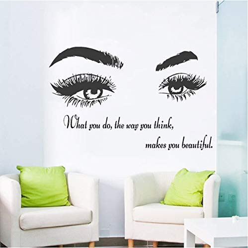SSHNGM Eye Vinyl Wall Decal Beauty Salon Quote Sticker Eyelashes Lashes Extensions Eyebrows Brows Decals Decor 42 66Cm.
