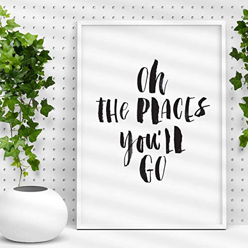 Oh the Places Youll Go watercolor Typography Poster Wall Decor Dr Seuss Motivational Print Inspirational Poster Home Decor