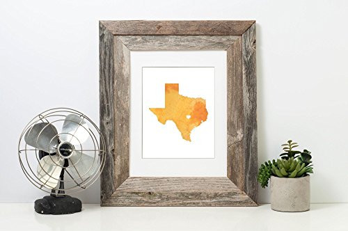 Texas or ANY state Map Art - Watercolor Series Hometown Wall Art Paint Painted Virginia