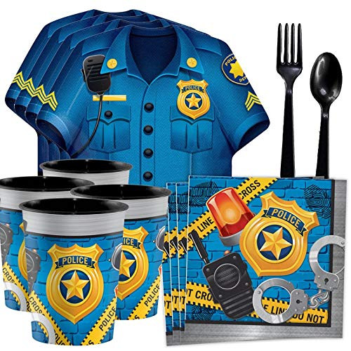 Police Party Tableware Kit With Favor Cups  Serves 8