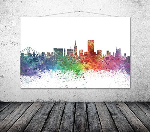 San Francisco Wall Art City Skyline San Francisco Poster Modern Watercolor Art