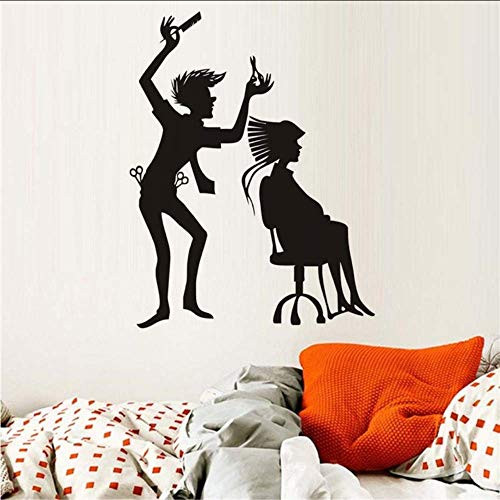 Fashion Barber Salon Hair Cut Hairdressing Salon Vinyl Wall Sticker Removable PVC Barbershop Home Decor 58 75Cm
