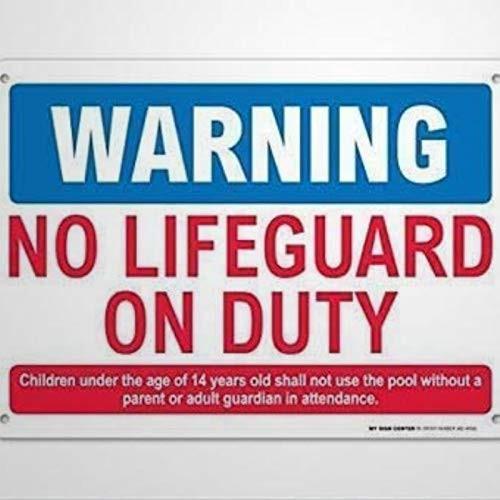 EricauBird Warning No Lifeguard on Duty Pool Safety Rules Street Metal Sign   Aluminum Metal Sign for Race TrackHomeRoadGarageBusinessYardHighway.