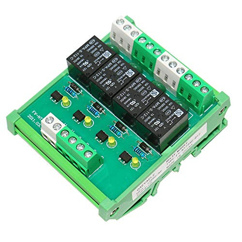 GAEYAELE 4 Channel 1 SPDT DIN Rail Mount 12V 24V DC AC Interface Relay Module  FY-T734-12VACDC