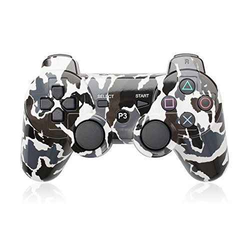 PS3 Controller Wireless Bluetooth Six Axis Dualshock Game Controller for Sony PlayStation 3 PS3 (Black-White Camouflage)