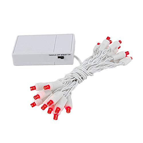 Novelty Lights Inc. BAT20 LED Battery Operated Christmas Mini Light String Set Green Wire 20 Light 8 Long