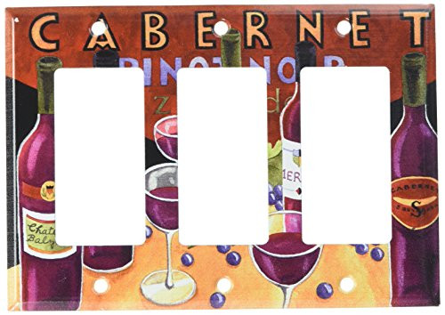 Art Plates - Red Wines Switch Plate - Triple Rocker