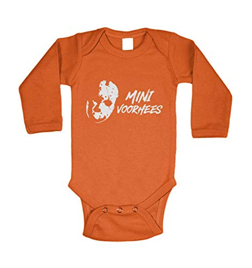 Haase Unlimited Mini Voorhees - Lil Little Slasher Long Sleeve Bodysuit Orange - Long Sleeve 18 Months Haase Unlimited Mini Voorhees - Lil Little Slasher Long Sleeve Bodysuit Orange - Long Sleeve 18 Months