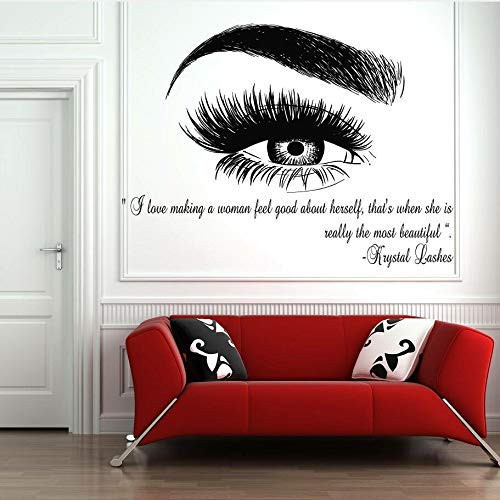 jwiaw Eyelashes Lashes Eyebrows Brows Beauty Salon Decor Wall Decal Sticker Eye Quote Make Up Fashion Decals Removable 43 56cm
