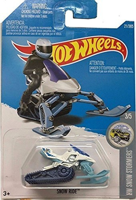 Hot Wheels 2017 HW Snow Stormers Snow Ride (Snow Mobile) 21/365, White and Light Blue