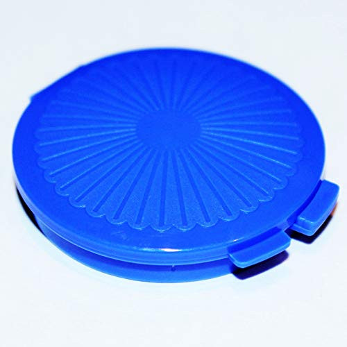 Tupperware Mini Clamshell Pill Keeper Round Pocket Container Blue