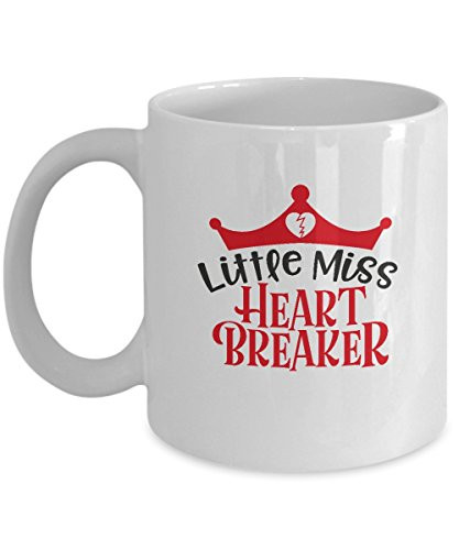 Little Miss Heart Breaker White Mugs - Funny Christmas Gifts - Funny Valentines Gifts - Porcelain White Coffee Mug Cute Cool Ceramic Cup White Best O
