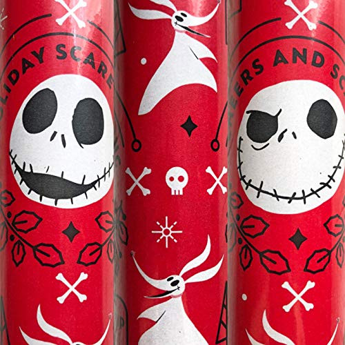 1 Roll Disneys The Nightmare Before Christmas Wrapping Paper Featuring Jack Skellington and Zero