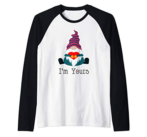 Garden Gnomes Im Yours With Heart Cute Valentines Gift Raglan Baseball Tee