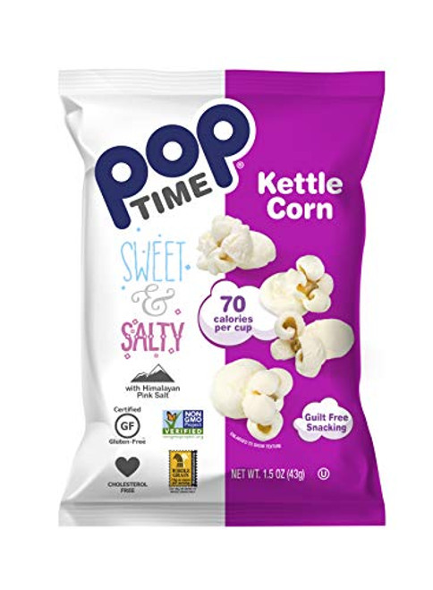 Poptime Kettle Cooked Popcorn - Sweet and Salty1.5oz Bags 24 Pack Non-GMO Gluten Free Dairy Free Kosher Whole Grain Low Cholesterol Poptime Kettle Cooked Popcorn - Sweet and Salty1.5oz Bags 24 Pack Non-GMO Gluten Free Dairy Free Kosher Whole Grain Low Cholesterol