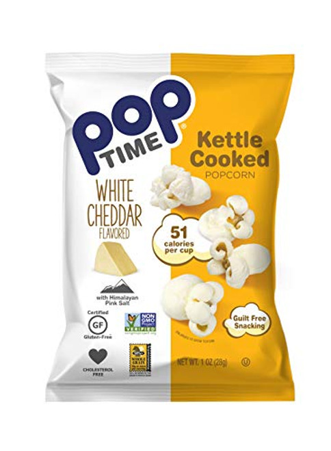 Poptime Kettle Cooked Popcorn - White Cheddar 1oz Bags 24 Pack Non-GMO Gluten Free Dairy Free Kosher Whole Grain Low Cholesterol Poptime Kettle Cooked Popcorn - White Cheddar 1oz Bags 24 Pack Non-GMO Gluten Free Dairy Free Kosher Whole Grain Low Cholesterol