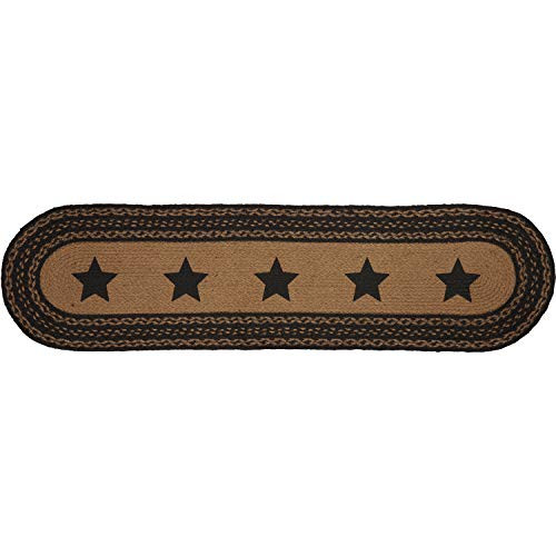 VHC Brands Farmhouse Star Jute Primitive Tabletop Kitchen Oval 13x48 Runner Country Black VHC Brands Farmhouse Star Jute Primitive Tabletop Kitchen Oval 13x48 Runner Country Black