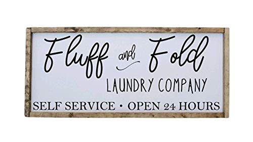 Fluff and Fold Laundry Company farmhouse style wooden framed sign multiple sizes available