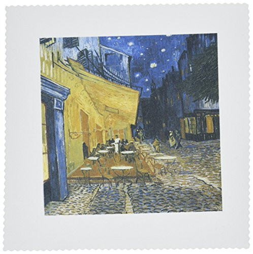 3dRose qs_149687_1 Terrace of a Cafe at Night by Vincent Van Gogh Quilt Square, 10 by 10"