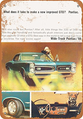 Wall-Color 9 x 12 Metal Sign - 1966 Pontiac GTO - Vintage Look 2