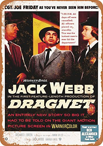 Wall-Color 9 x 12 Metal Sign - 1954 Dragnet Jack Webb - Vintage Look