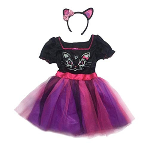 KESYOO Girls Halloween Skirt Witch Dress Party Dress Up Cosplay Costume Cat Ear Headband Props Decor for Performance
