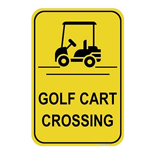 Golf Cart Crossing Sign Includes Holes 3M Quality Reflective Aluminum 12 inch  x 18 inch  Made in USA