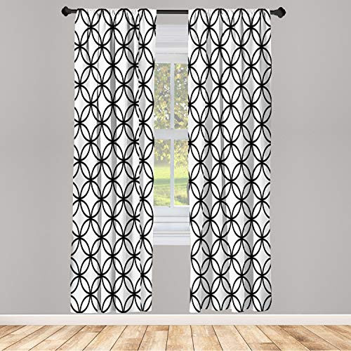 Ambesonne Geometric Circle Window Curtain Minimalist Monochrome Interlace Circle Pattern Modules Abstract Style Lightweight Decorative Panels Set of 2 and Rod Pocket 56 x 84 Black White Ambesonne Geometric Circle Window Curtain Minimalist Monochrome Interlace Circle Pattern Modules Abstract Style Lightweight Decorative Panels Set of 2 and Rod Pocket 56 x 84 Black White