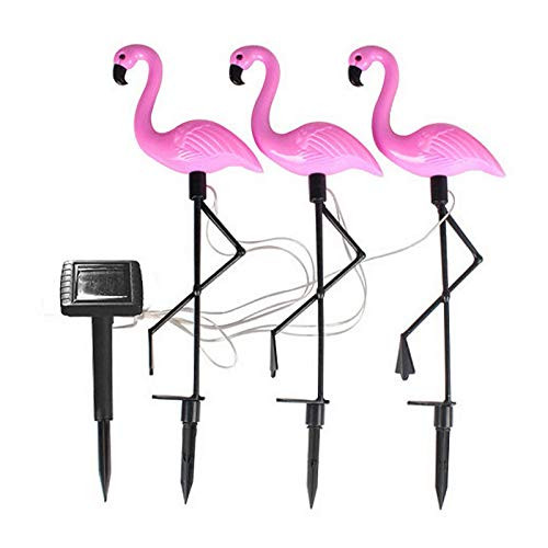 FOVOLAT 3 in 1 Flamingo Solar Garden Light Waterproof Lawn Led Stake Light Outdoor Pink Flamingo Solar Powered Pathway Landscape Lamp for Yard Lawn Walkway Patio Decor
