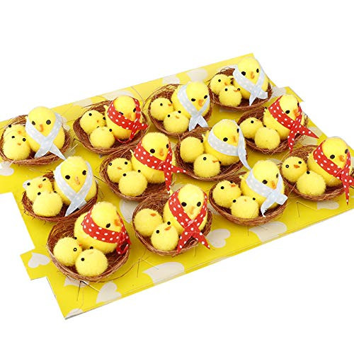 12Pcs Mini Easter Chicks Yellow Easter Chicks Cute Easter Toy Baby Chicks for Easter Party Home Decoration  Multicolour as Shown