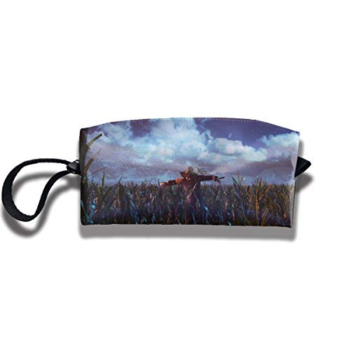 Yuotry Cosmetic Bags with Zipper Countryside Straw Man Makeup Bag Middle Wallet Hangbag Wristlet Holder for Man and Woman