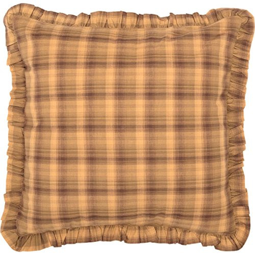 VHC Brands Prescott Ruffled Fabric Euro Sham 26x26 Country Rustic Bedding Accessory Tan