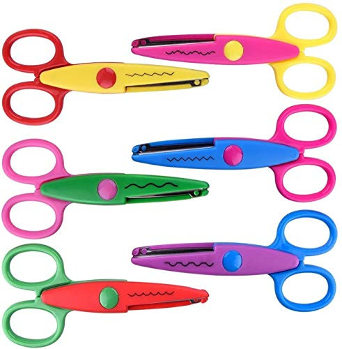 Art Craft Scissors 6 Pcs Kids Safety Scissors Set for Kids and Students Paper Construction Fabric Scissors Perfect Scissors for Dressmaking Tailoring Crafting Home Office  6Pcs