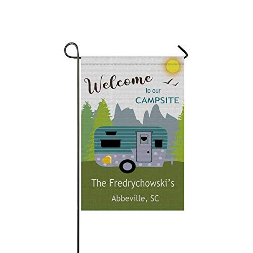 FunStudio Personalized Camping Garden Flags Welcome to Our Campsite Flags for Outdoor Yard House Banner Home Lawn Welcome Decoration 12.5 inch  X 18 inch  Double Sided FunStudio Personalized Camping Garden Flags Welcome to Our Campsite Flags for Outdoor Yard House Banner Home Lawn Welcome Decoration 12.5 inch  X 18 inch  Double Sided