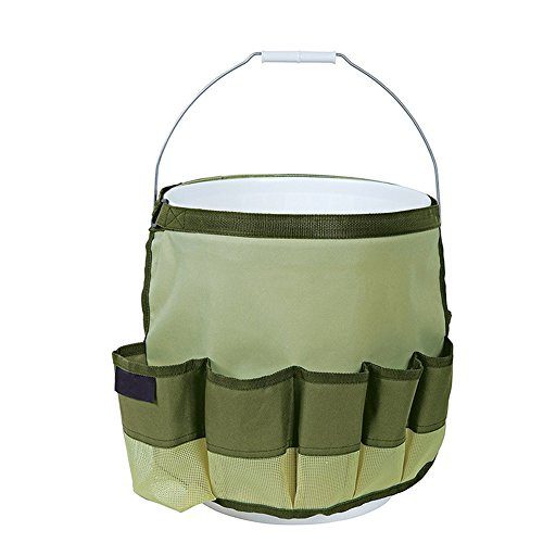 MKDcom Garden Tool Bag Garden Tool Organizer Oxford Fabric Garden Bucket Caddy Tool Bags Gardening Tool Organizers Gardening Tools Kit Bag 10 PocketsGreen