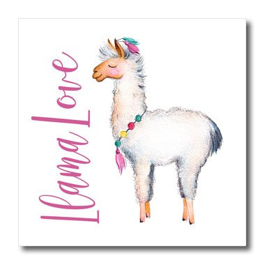 3dRose ht_254946_1 Cute Watercolor Words Llama Love Iron on Heat Transfer, Clear