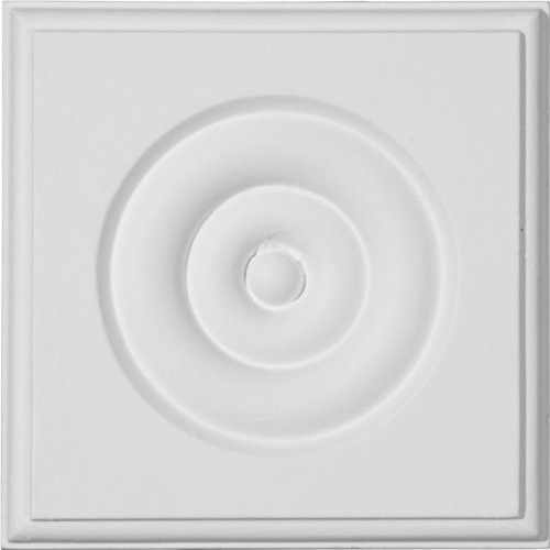 Ekena Millwork PB04X04X01WA-CASE-2 4 W x 4 H x 1 P Waltz Bullseye Plinth Block (2-Pack), 4 3/4" W x 4 3/4" H x 1 1/8" P, Primed White