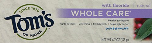 Toms of Maine Fluoride-Free Tartar Control Toothpaste Whitening Toothpaste Natural Toothpaste Peppermint 4.7 Ounce Pack of 2