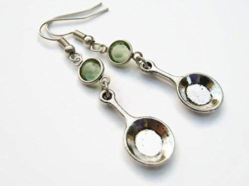 Frying Pan Birthstone Earrings Chef Earrings Cook Earrings Skillet Earrings Foodie Jewelry Gift