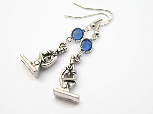 Microscope Birthstone Earrings Science Laboratory Earrings Scientist Jewelry Personalized Gift
