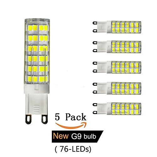 G9 Ceramic Base LED Light Bulbs, 6W (60W Halogen Equivalent), 550LM, Daylight White (6000K), G9 Base, G9 Bulbs Non-Dimmable for Home Lighting,(Pack of 5) (Daylight White) G9 Ceramic Base LED Light Bulbs, 6W (60W Halogen Equivalent), 550LM, Daylight White (6000K), G9 Base, G9 Bulbs Non-Dimmable for Home Lighting,(Pack of 5) (Daylight White)