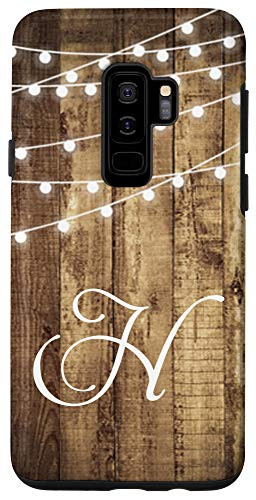 Galaxy S9 plus  Letter H Initial Personalized Monogram Name Rustic Farmhouse Case